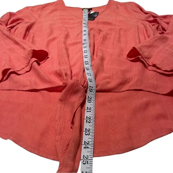 Torrid NEW Textured Woven Tie Front Top Crabapple Coral Orange Medium Large L 10 - Picture 11 of 15